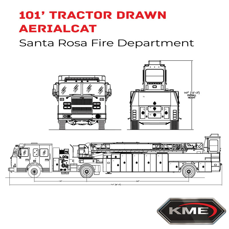 Santa Rosa (CA) FD Places Order for Two KME 101-Foot Tractor-Drawn AerialCats
