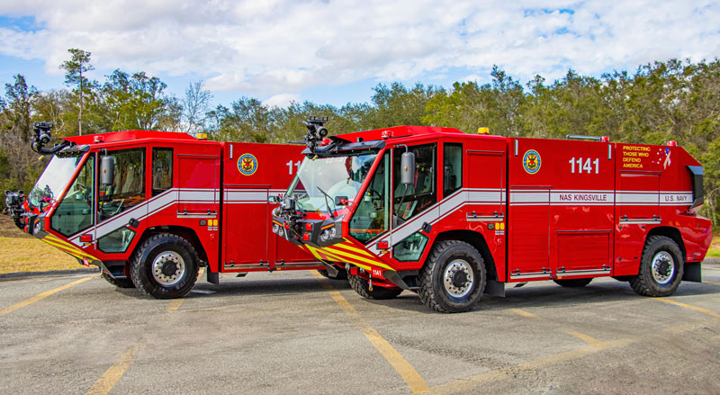U.S. Navy Takes Delivery of Two E-ONE Reduced-Size TITAN ARFF Trucks