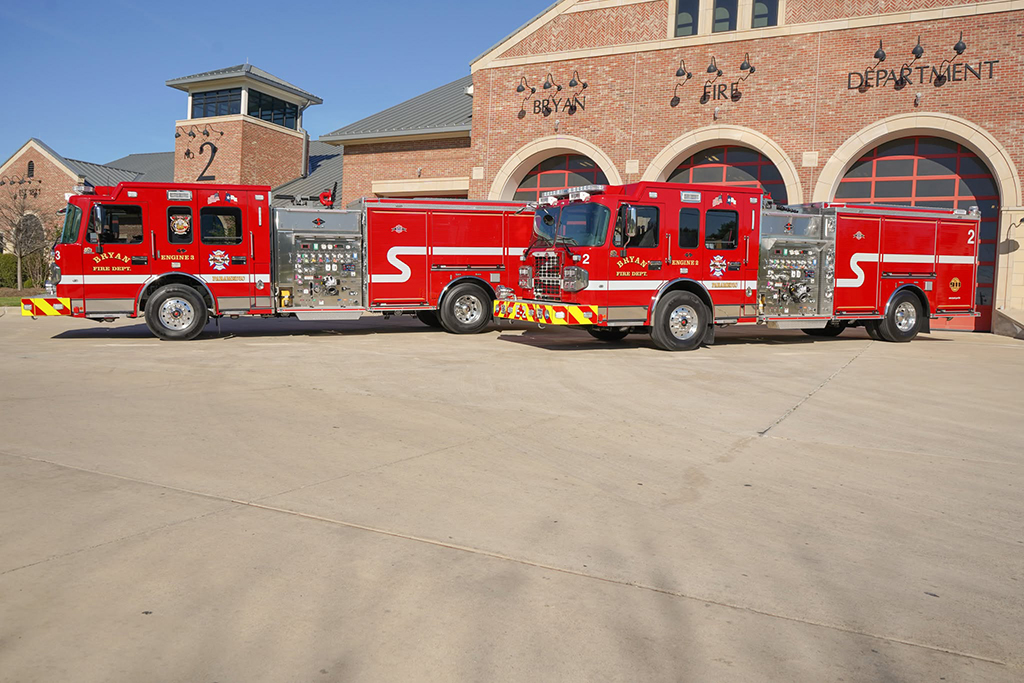 Bryan (TX) Fire Department, two Spartan ER custom pumpers.